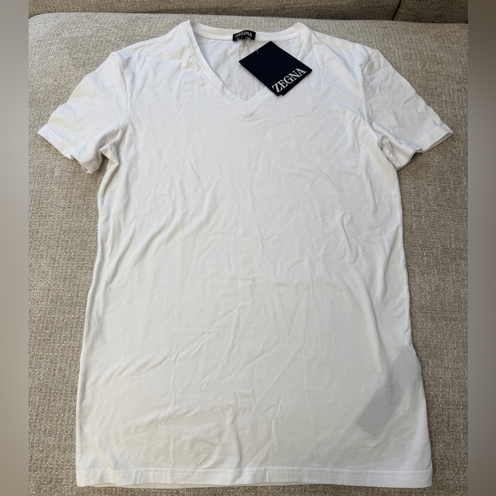ZEGNA***White Short Sleeve Men's Tee***Med. $269 NWT
